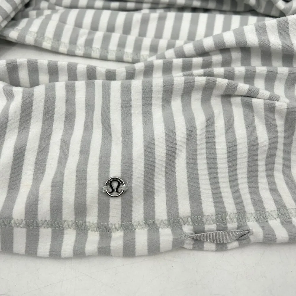 LULULEMON Gray White Striped Athleisure Soft Stretch Infinity Scarf One Size